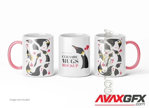 Three ceramic mugs front view psd mockup 85935495