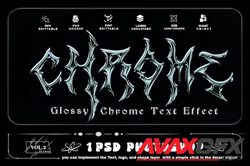 Glossy Chrome Text Effect PSD - 2D6M9UZ