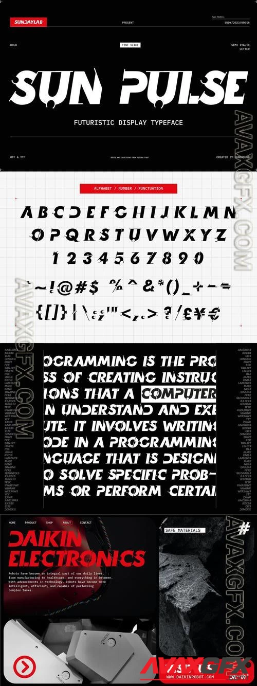 Sunpulse Futuristic Typeface Font