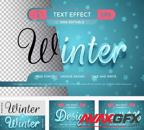 Snowy Winter - Editable Text Effect - 91602667