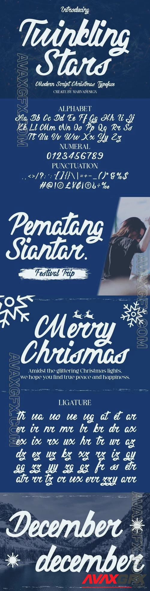 Twinkling Stars - A Modern Script Christmas Font 3EB39WW