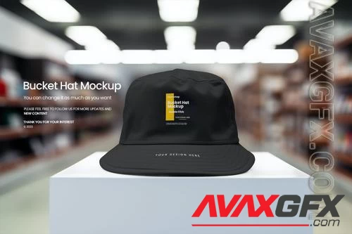 Black Bucket Hat Mockup SL9MVJ2