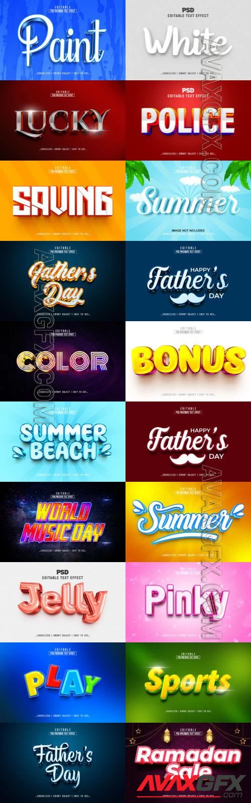 20 Psd style text effect editable set vol 64