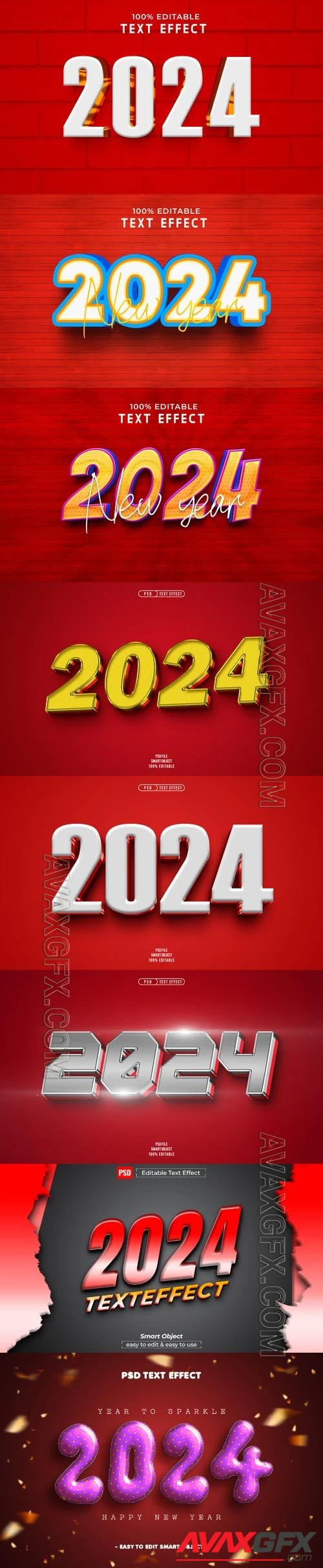 PSD new year 2024 3d editable text effect vol 8