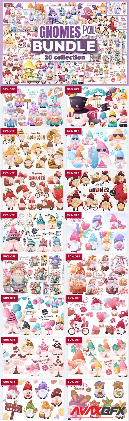 Cute Gnomes Pal Bundle - 20 Premium Graphics