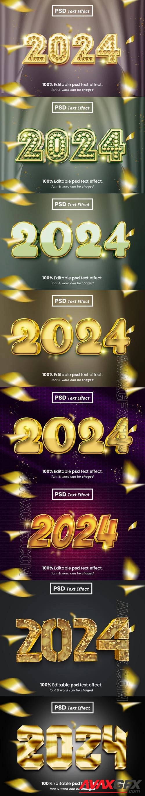 PSD new year 2024 3d editable text effect vol 2