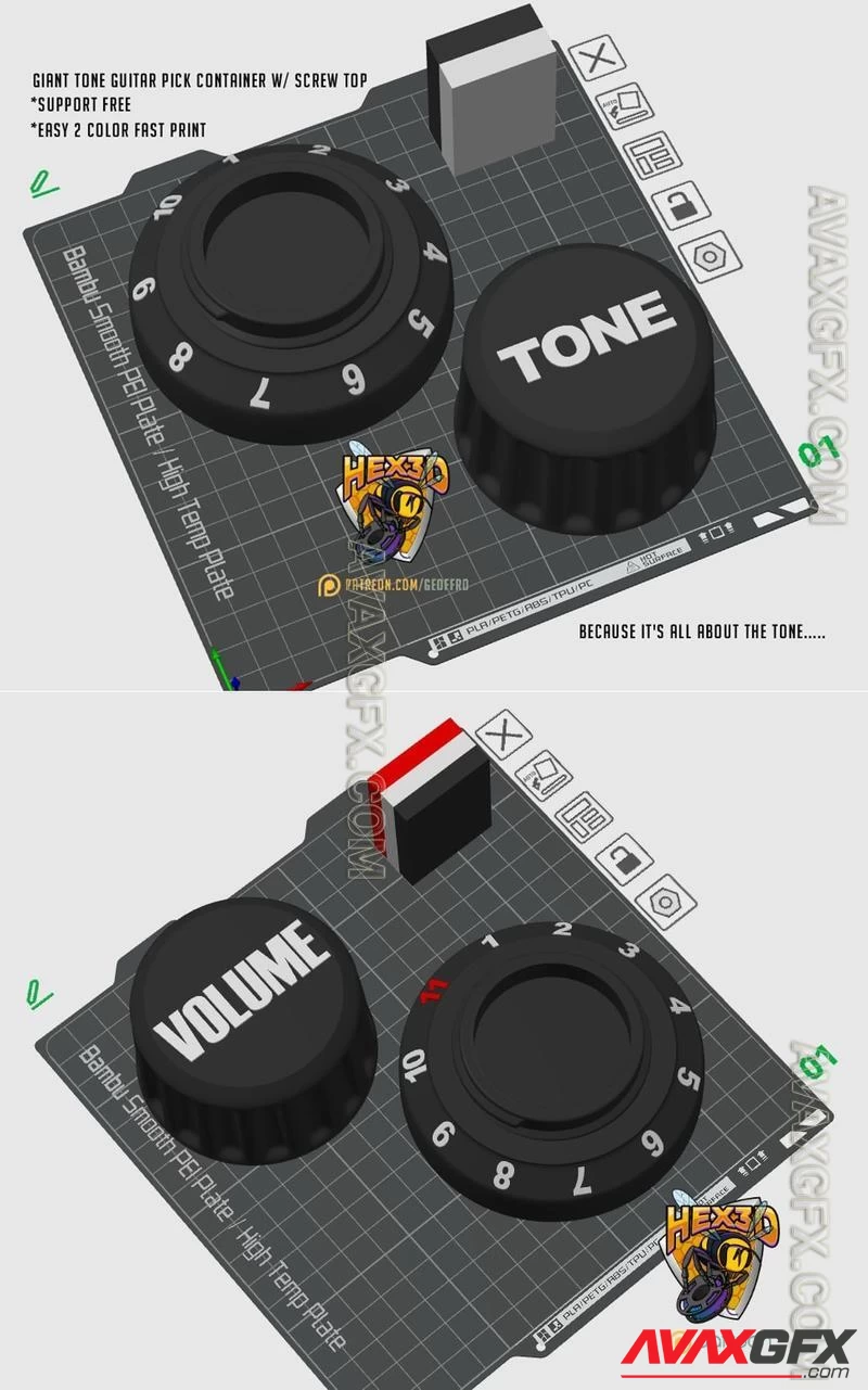 Hex3D - Giant Tone and olume - STL 3D Model