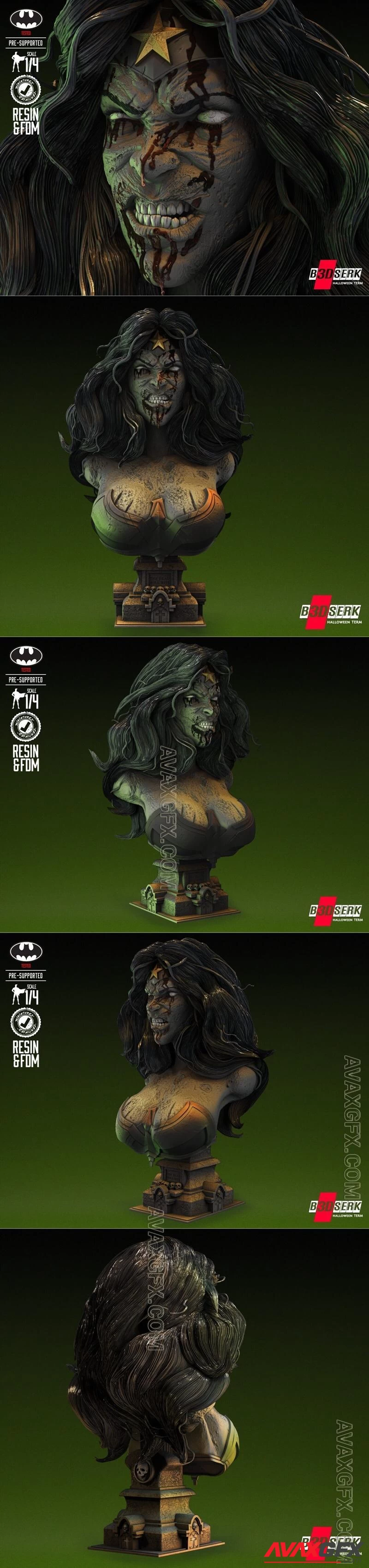 B3DSERK - Wonder Woman Zombie Bust