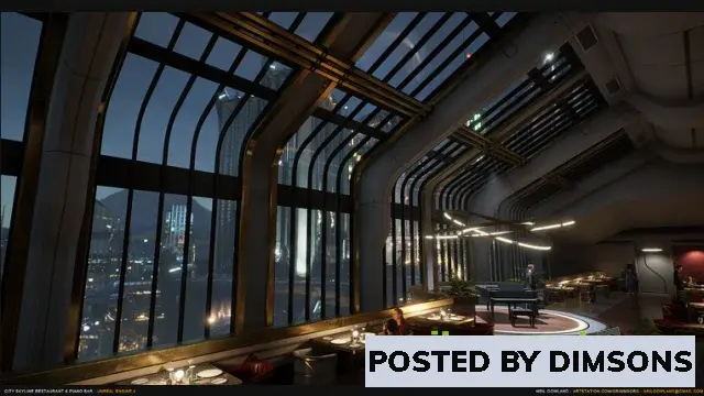 Unreal Engine Environments City Skyline Restaurant & Piano Bar v4.26-4.27, 5.0-5.3