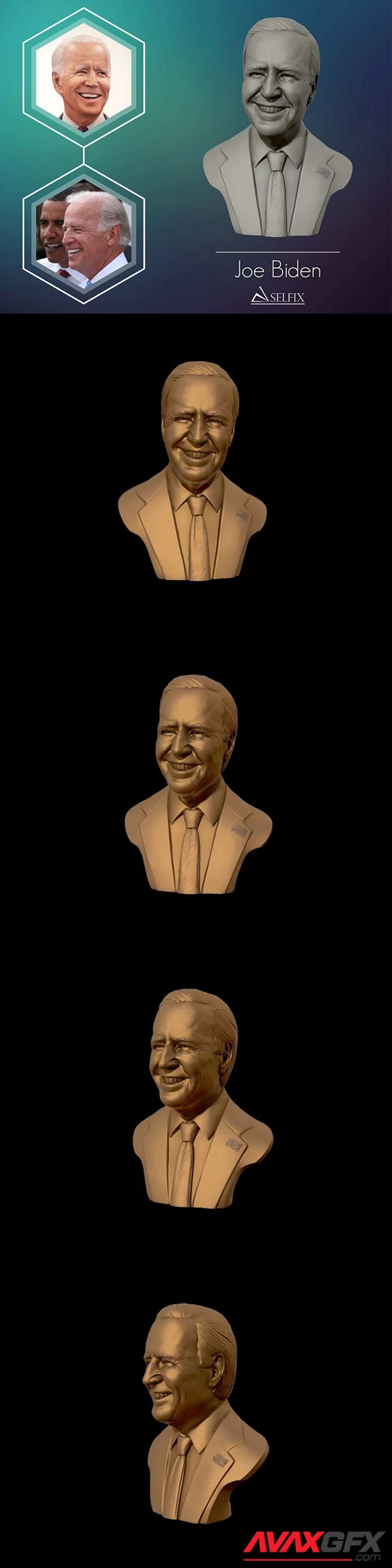 Joe Biden President of the U.S.A 3D Sculpture 3D Print