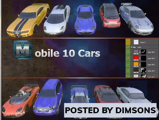 Unity 3D-Models Mobile 10 Cars v1.2