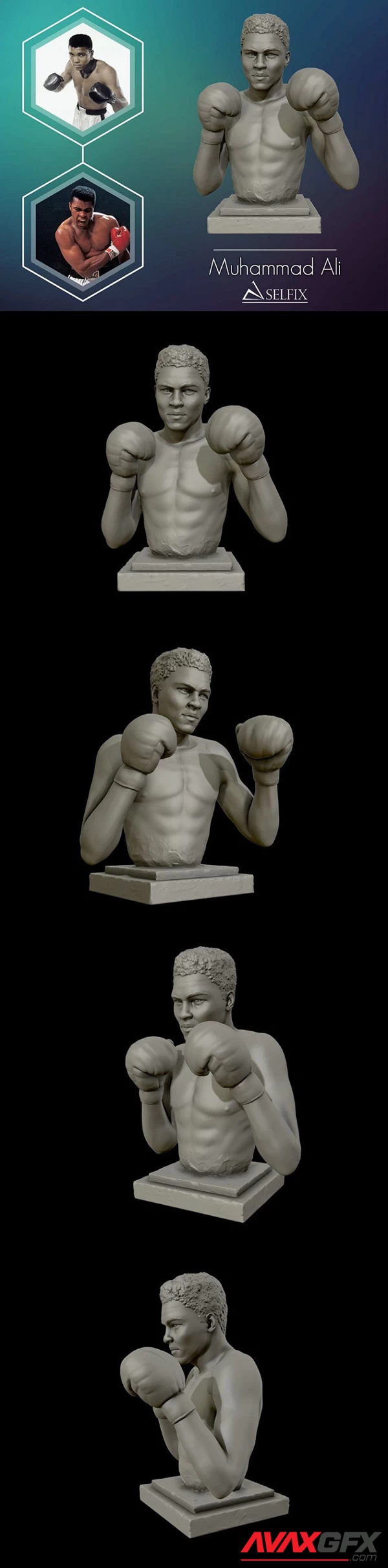 Muhammad Ali American professional boxer 3D Sculpture 3D Print