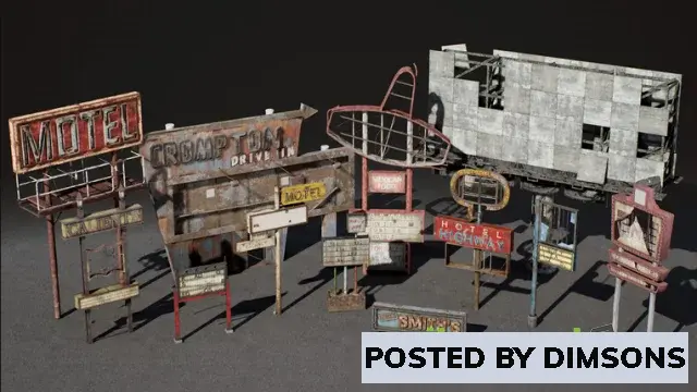 Unreal Engine Props Post Apocalyptic Signs - VOL 2 v4.18-4.27, 5.0-5.3