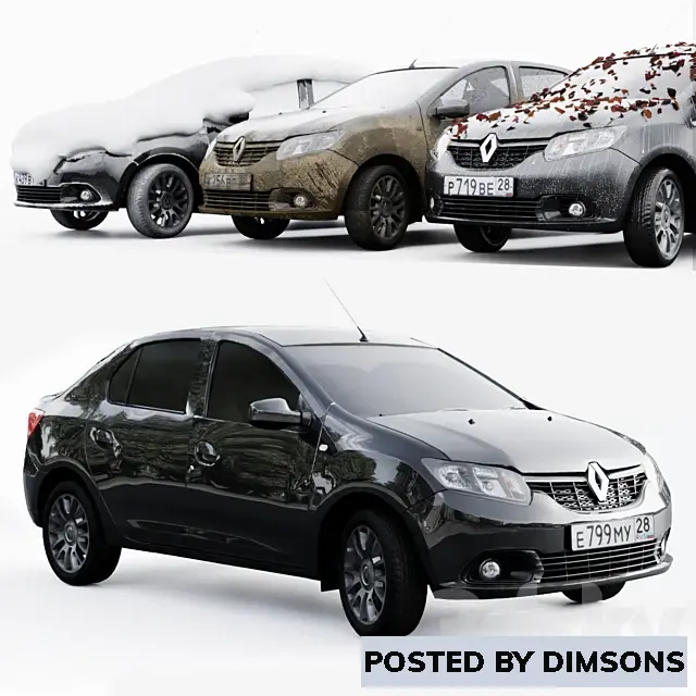 Vehicles, cars Renault Logan 2016 4 seasons - 3D Model