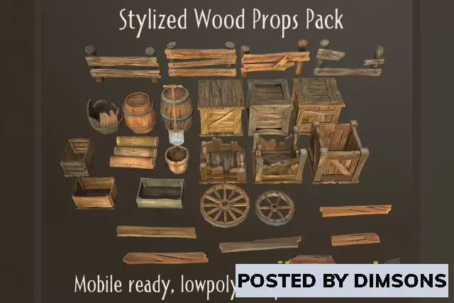 Unity 3D-Models Stylized Wood Props Pack v1.0