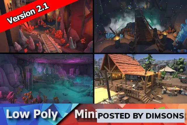 Unity 3D-Models Ultimate Low Poly Mining, Cave & Blacksmith Pack - Ores, Gems, Props, Tools v2.1