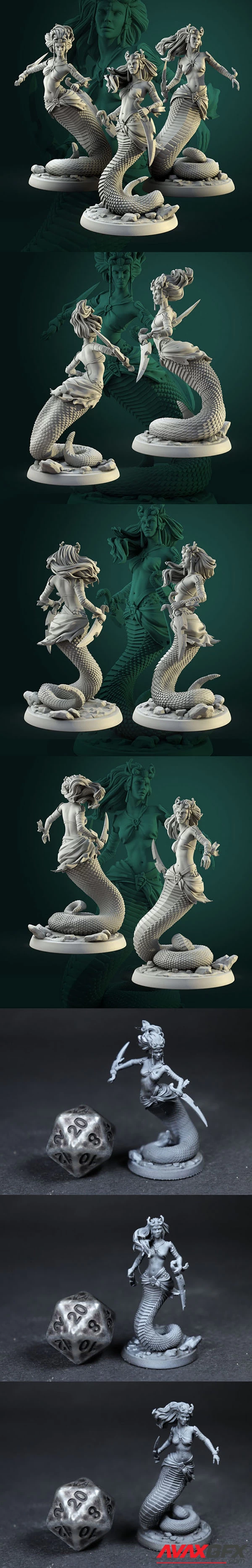 White Werewolf Tavern – Naga Female Warriors Set – 3D Print