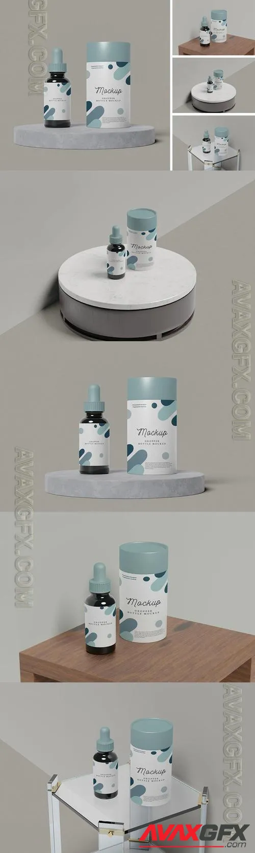 Dropper Bottle with Cylindrical Box Mockup