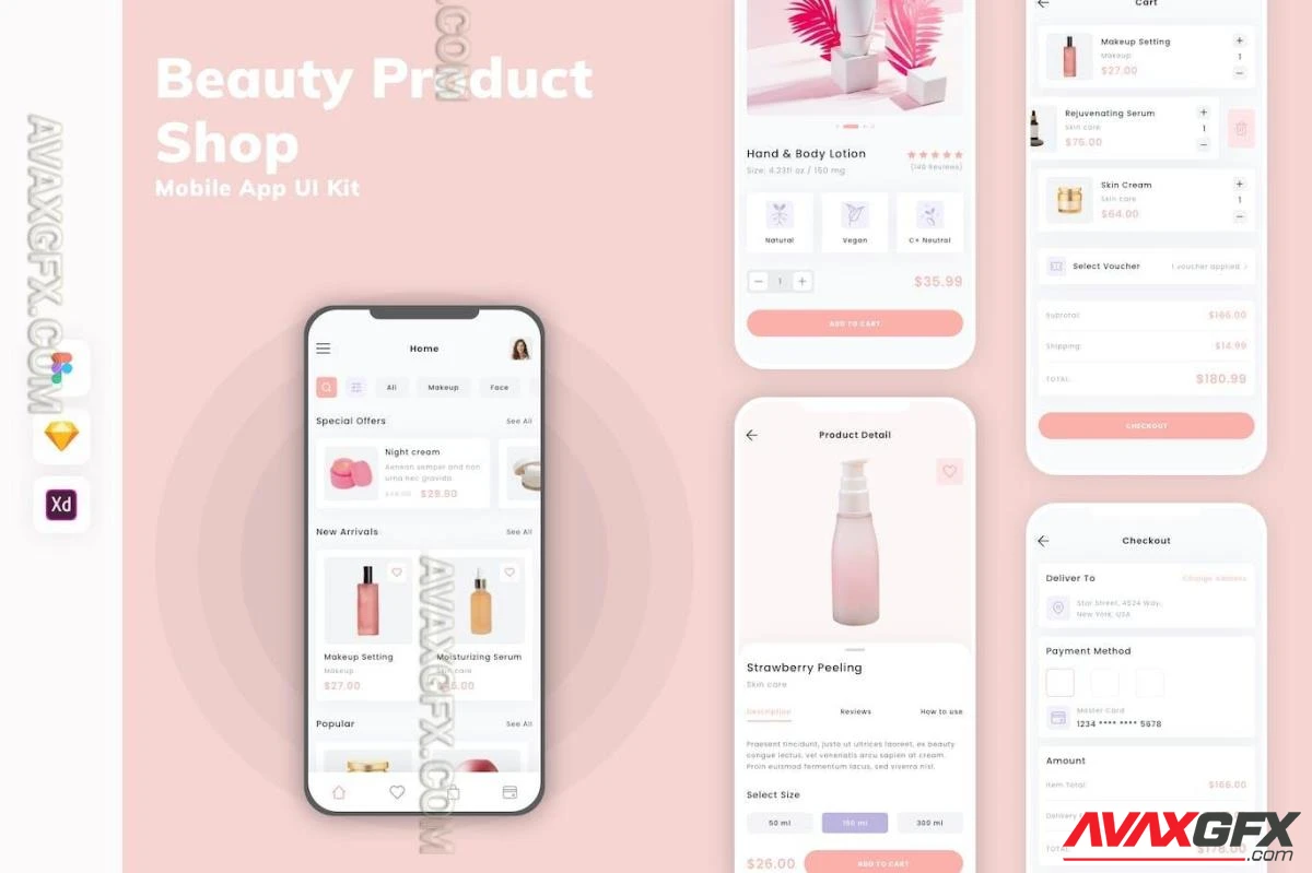 Beauty Product Shop Mobile App UI Kit A2QHGKV