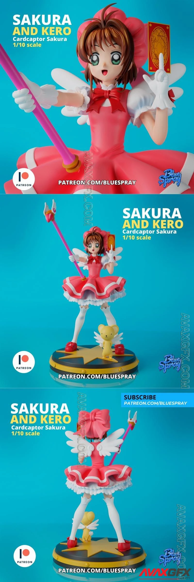 Blue Spray - Sakura Kinomoto Sculpture - STL 3D Model