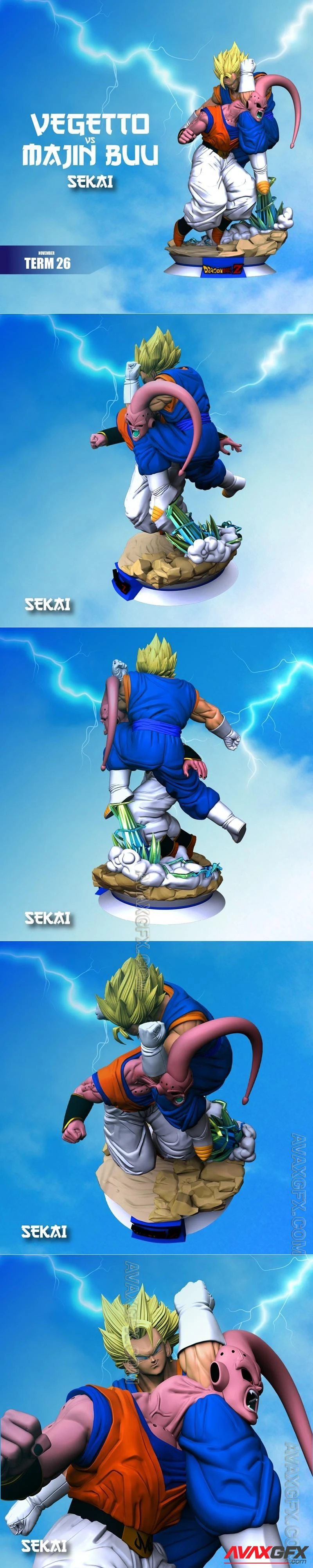 Sekai - Vegito VS Majin Boo Diorama and Sculpture and Bust - STL 3D Model