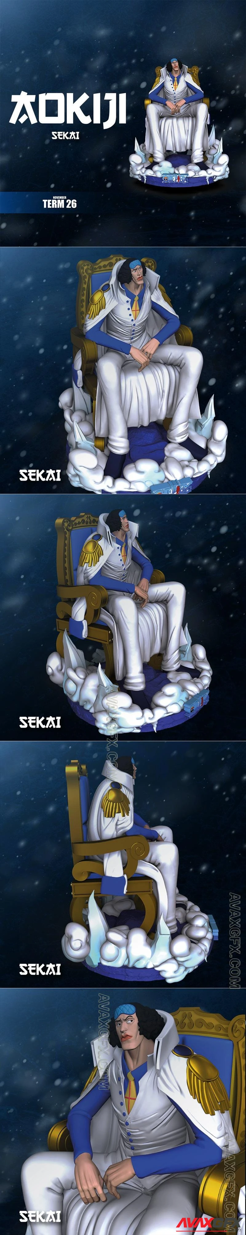 Sekai - Aokiji Statue and Bust - STL 3D Model