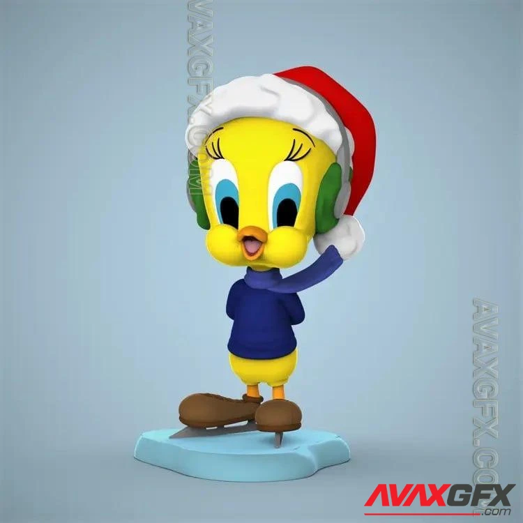 Ice Skating Tweety - STL 3D Model