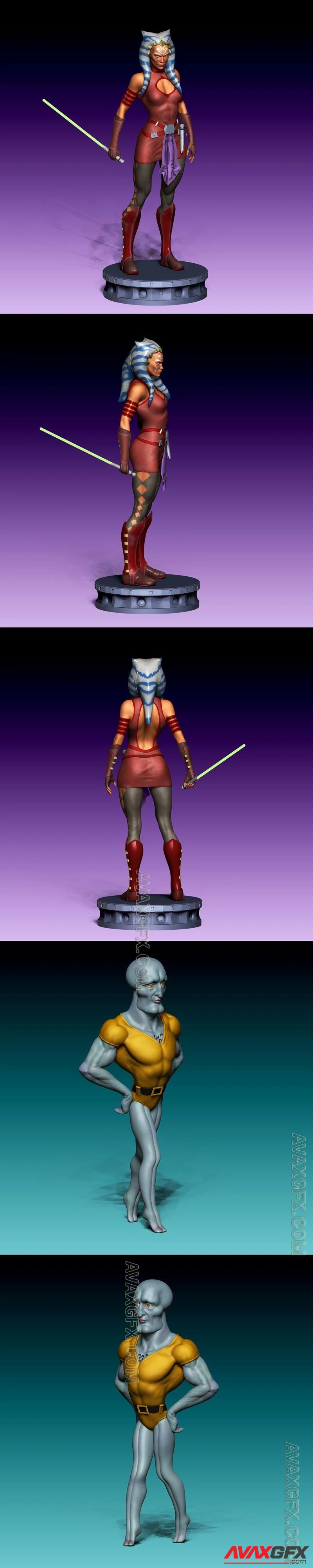 Ahsoka Tano from Star Wars and Handsome Squidward - STL 3D Model