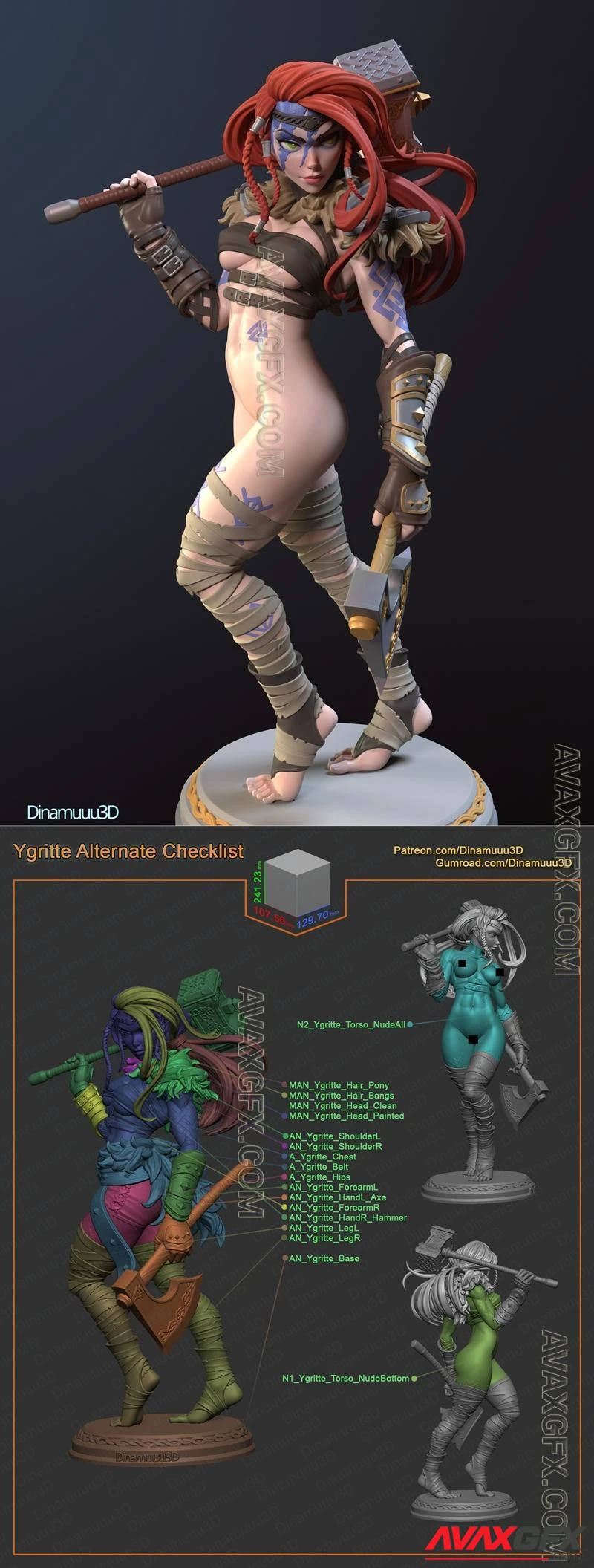 Dinamuuu3D - Ygritte Alternate NSFW Version - STL 3D Model