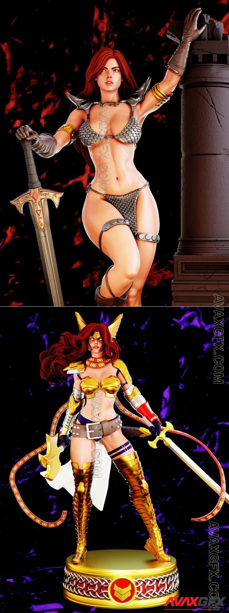 Red Sonja and Angela marvel - STL 3D Model