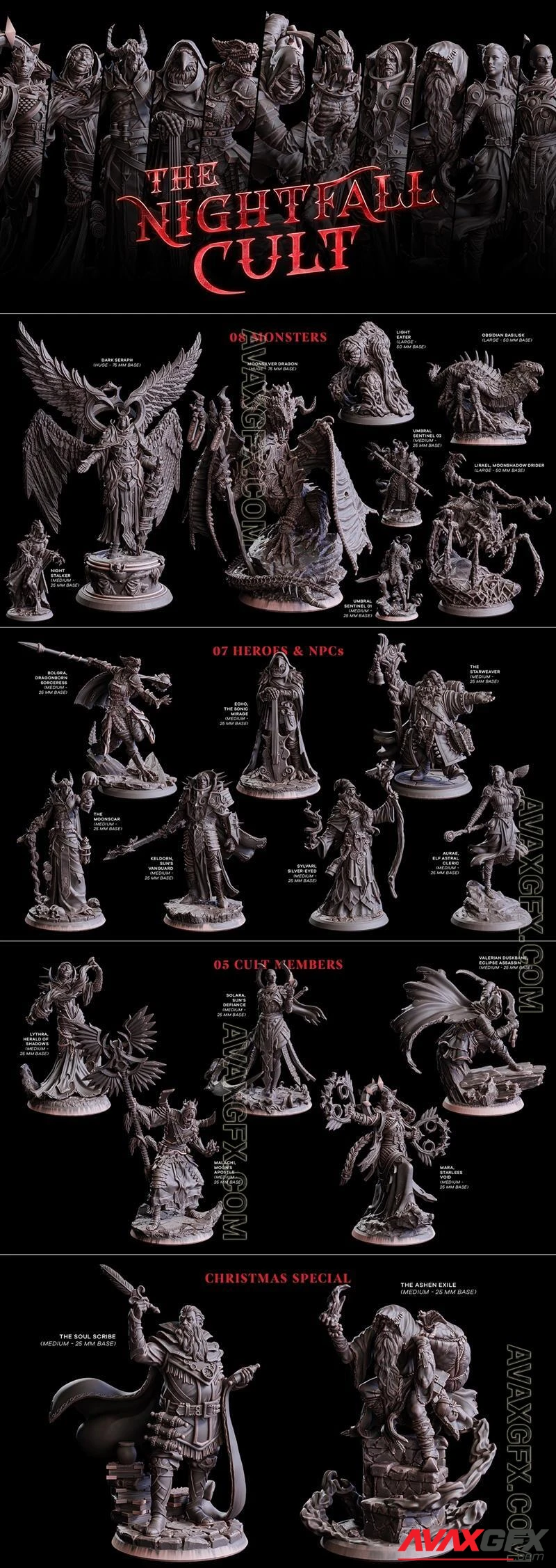 Flesh of Gods Miniatures - The Nightfall Cult December 2023 - STL 3D Model