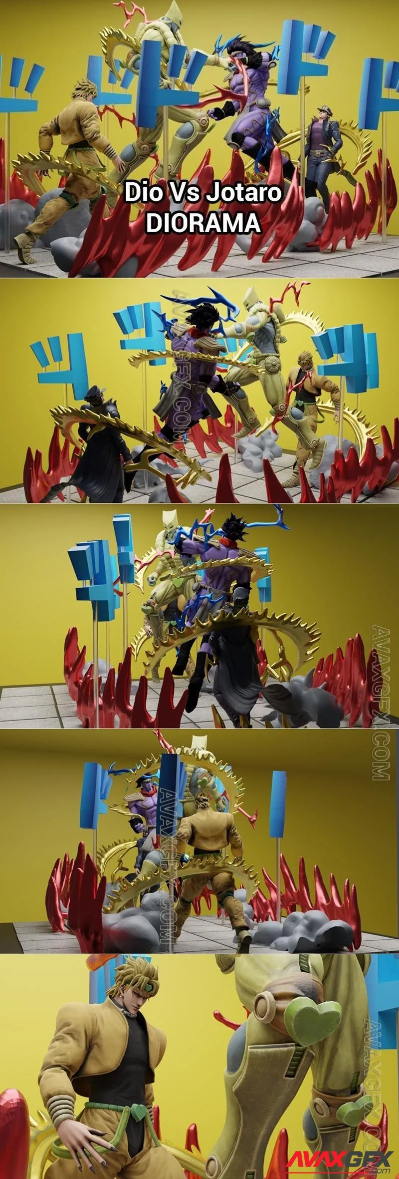 Dio Vs Jotaro Diorama - STL 3D Model