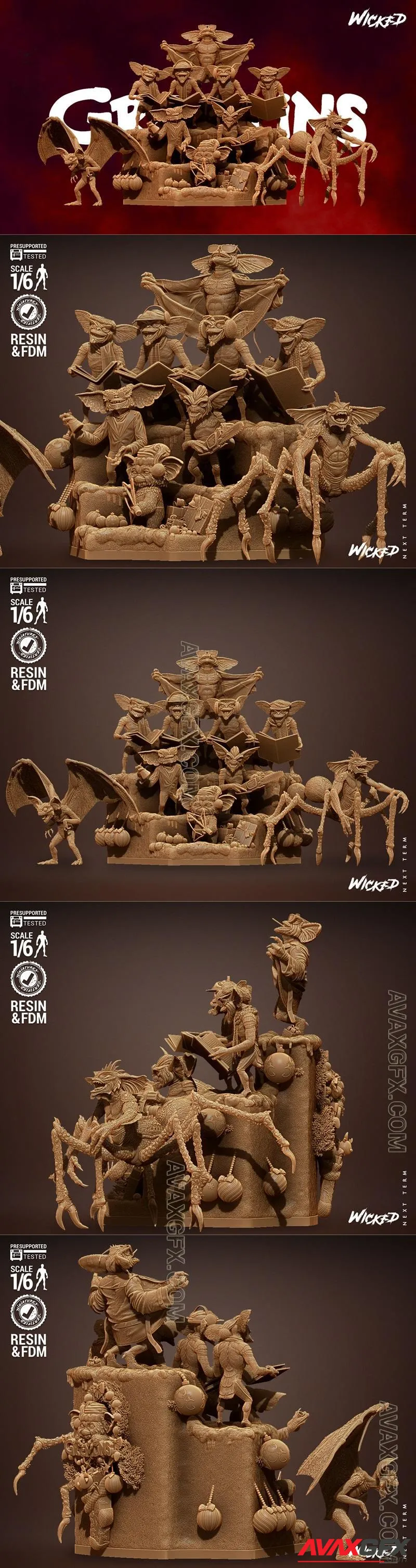 Wicked - Gremlins Diorama Complete - STL 3D Model