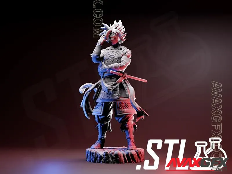 Black Goku Rose Samurai - STL 3D Model