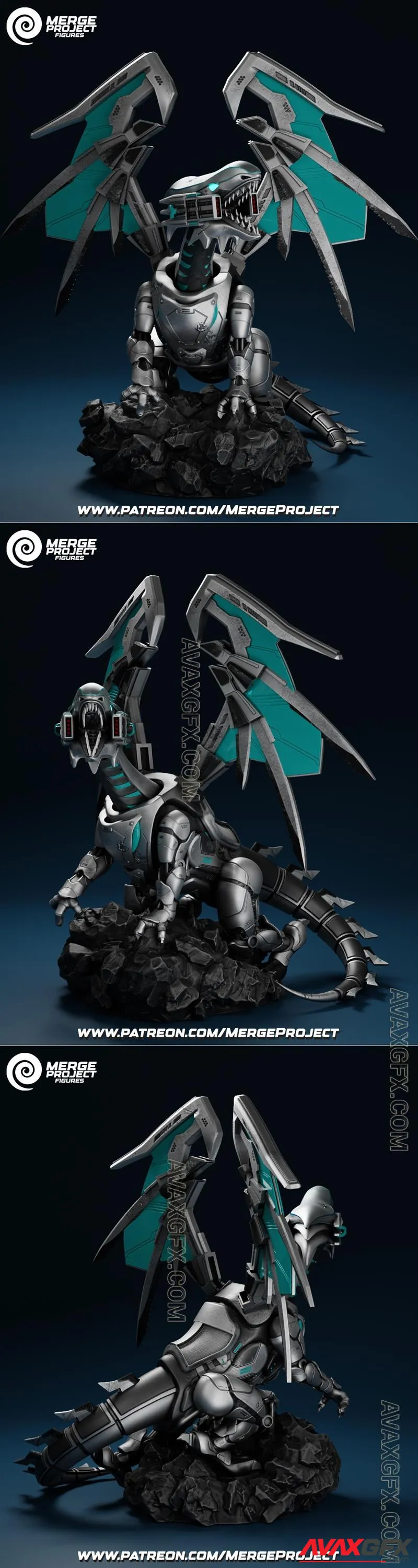 Merge Project Figures - Mecha Blue Eyes White Dragon - STL 3D Model