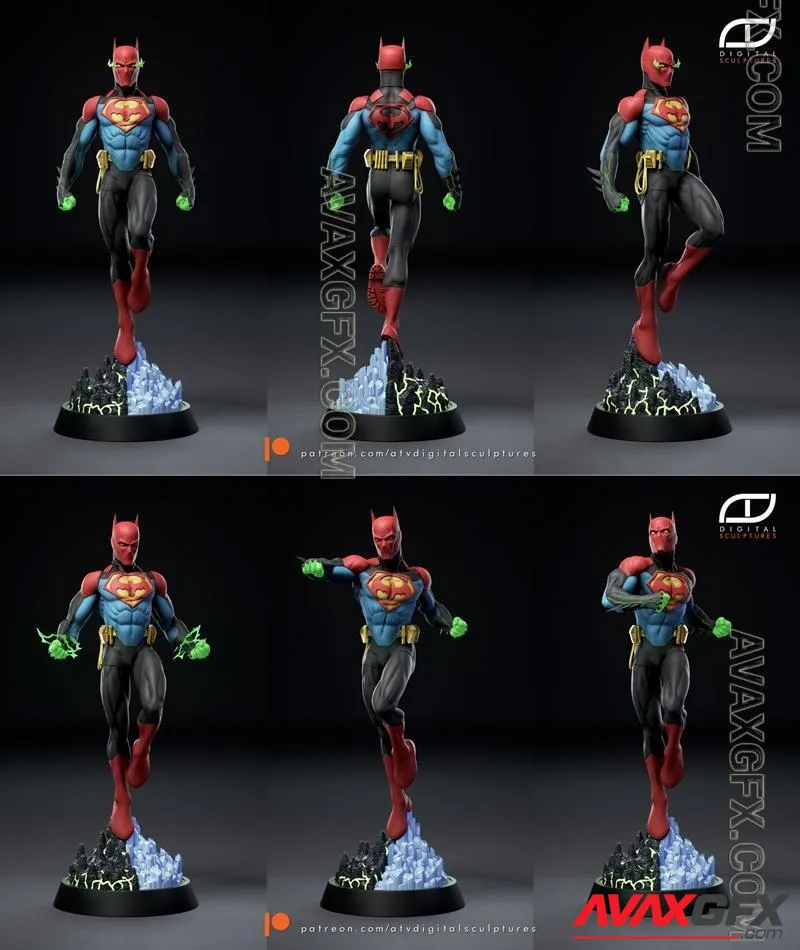 SuperBat - Superman and Batman Fusion - STL 3D Model