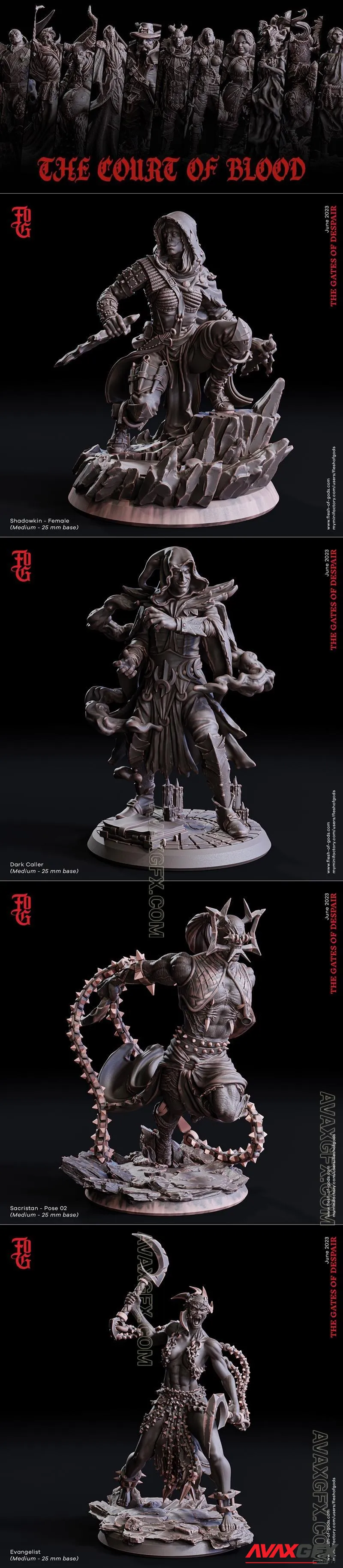 Flesh of Gods Miniatures - The Court Of Blood November 2023 - STL 3D Model