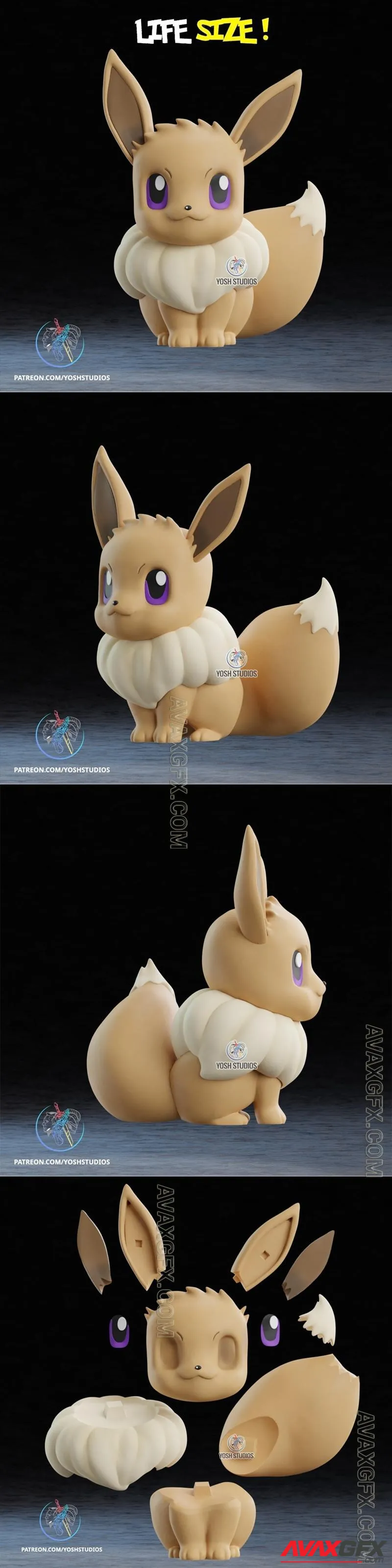 Life Sized Eevee - STL 3D Model