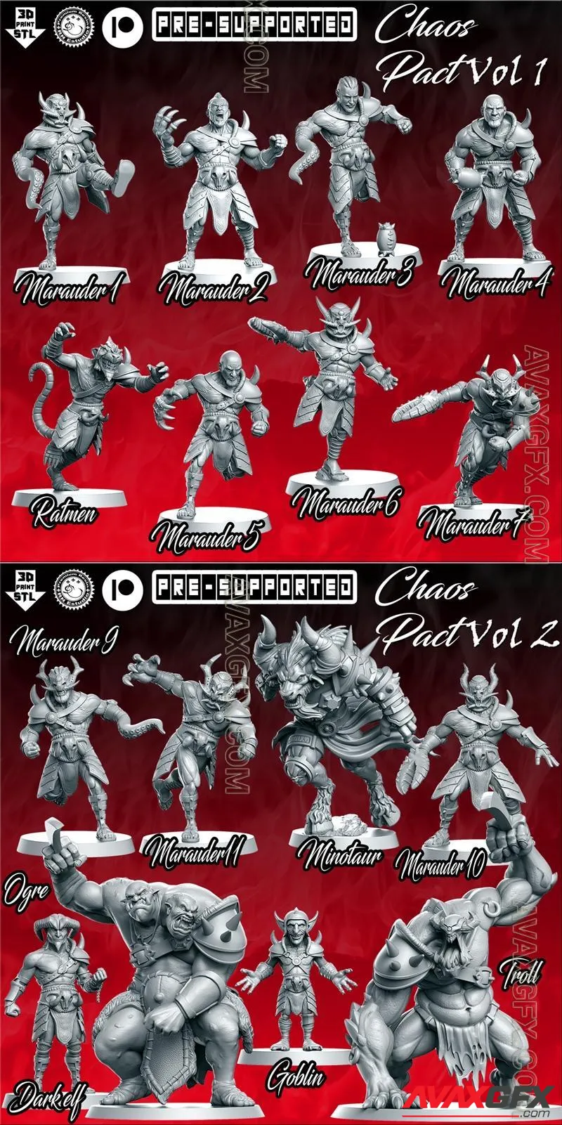 RN Estudio - Chaos Pact Team Vol1 and Chaos Pact Team Vol2 - STL 3D Model