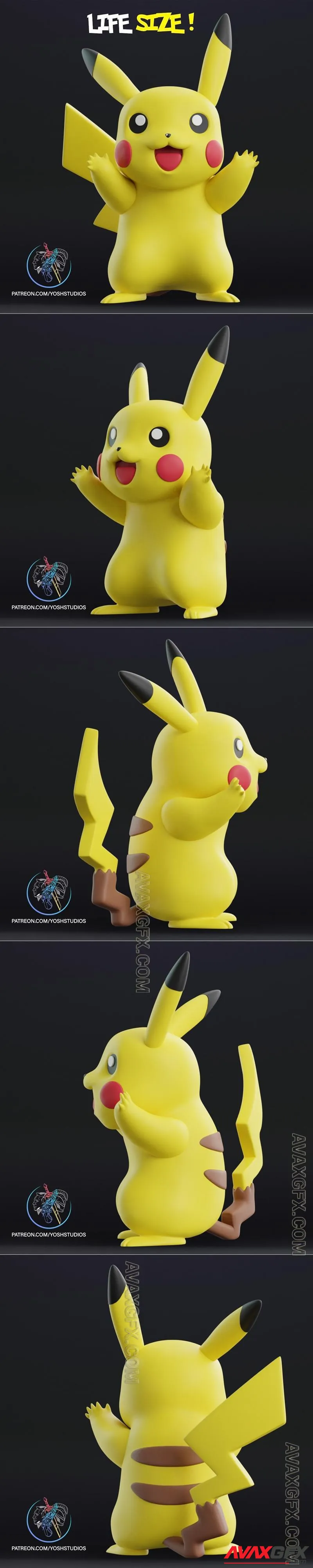 Life sized Pikachu - STL 3D Model