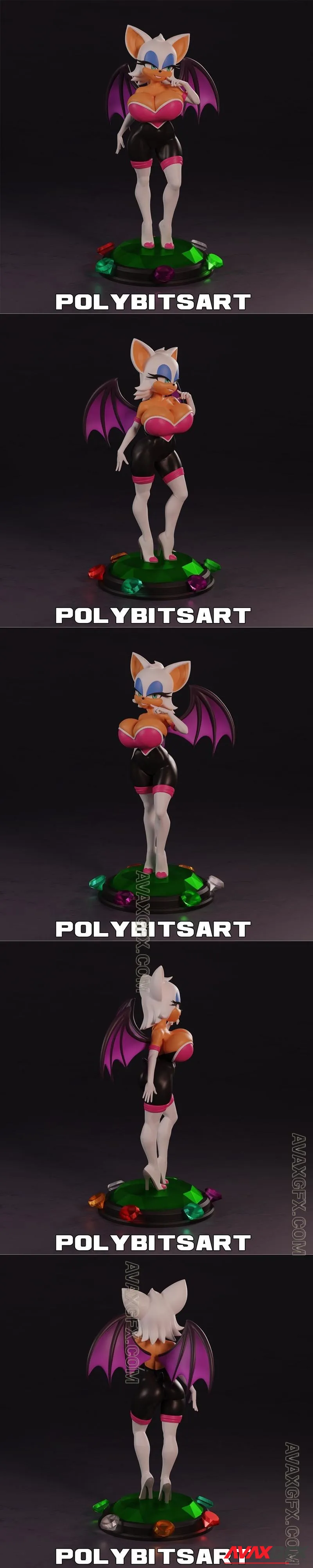 PolyBitsArt - Rouge the Bat - STL 3D Model