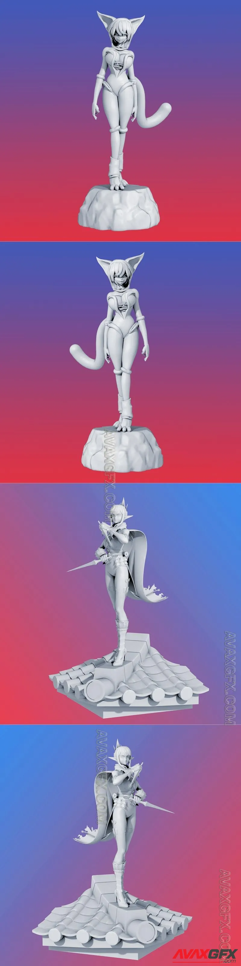 Akartu Vr Sculpt Remake 2 and Kunoichi Rooftop Figure - DNF Duel - STL 3D Model