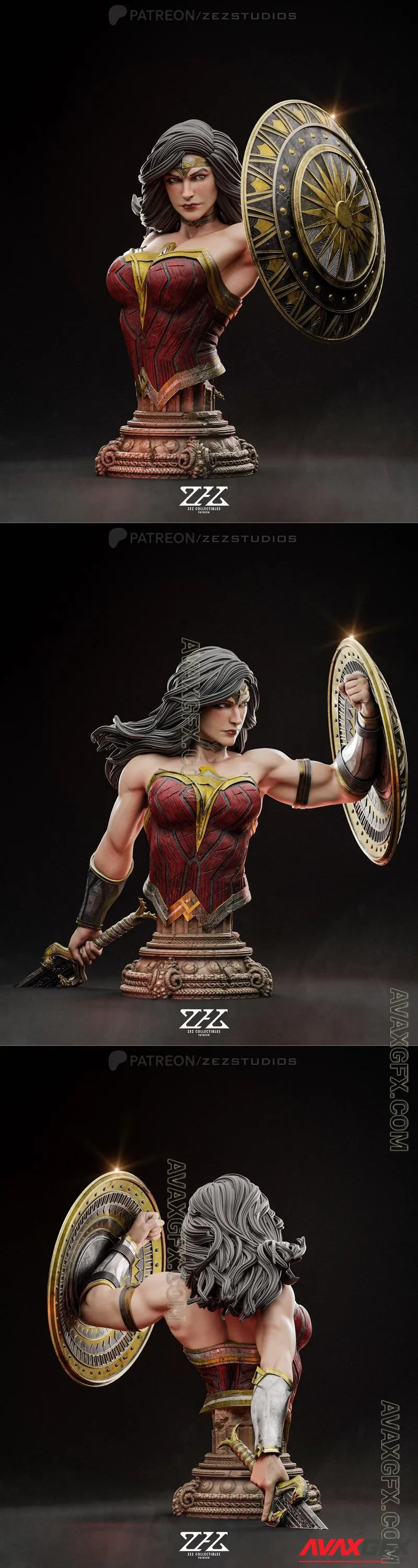 ZEZ Studios - Wonder Woman Bust - STL 3D Model