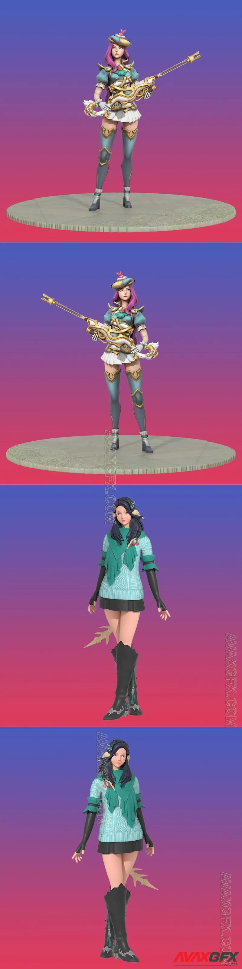 League of Legends Caitlyn Fan Skin and Lorelei Ilaria - STL 3D Model