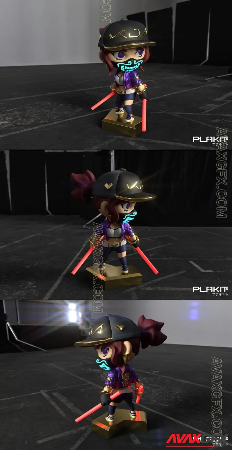 PlaKit KDA Akali With MASK - STL 3D Model