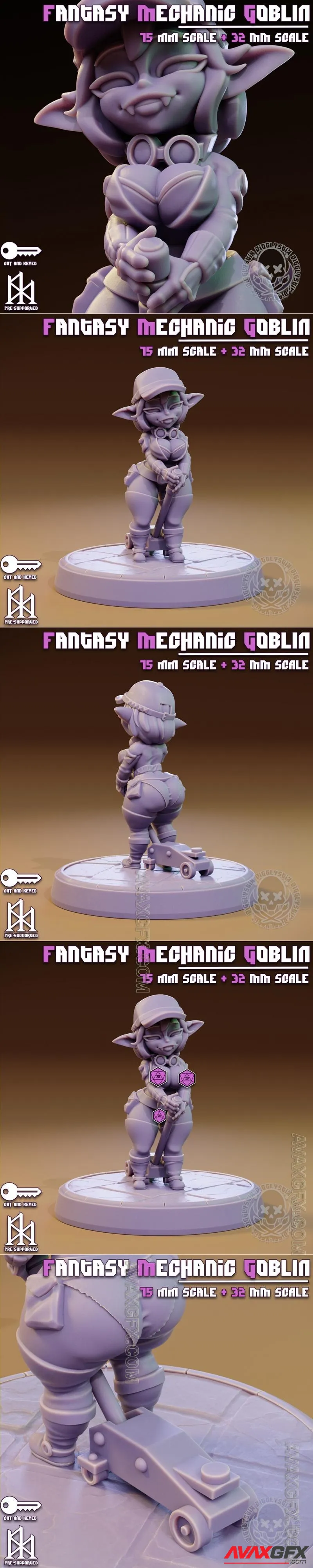 Jigglystix - Fantasy Mechanic Goblin - STL 3D Model