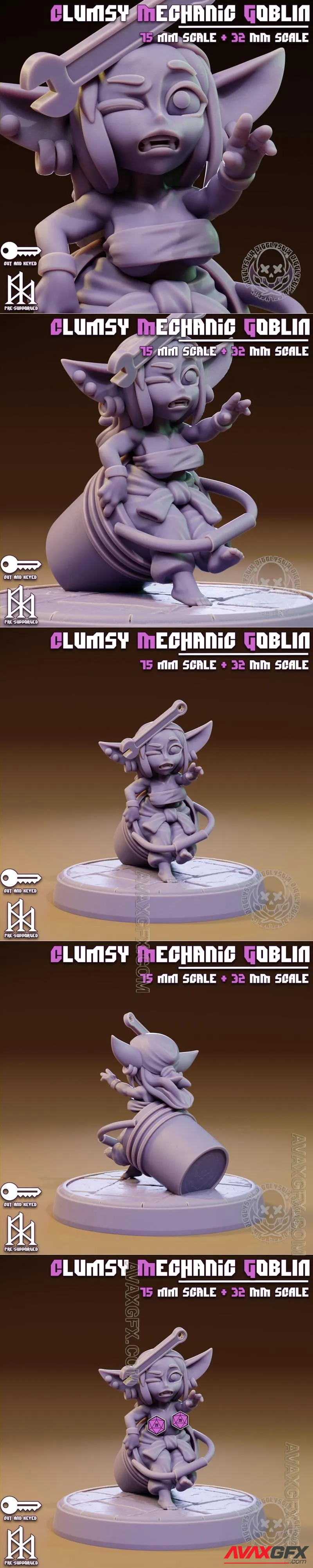 Jigglystix - Clumsy Apprentice Mechanic Goblin - STL 3D Model