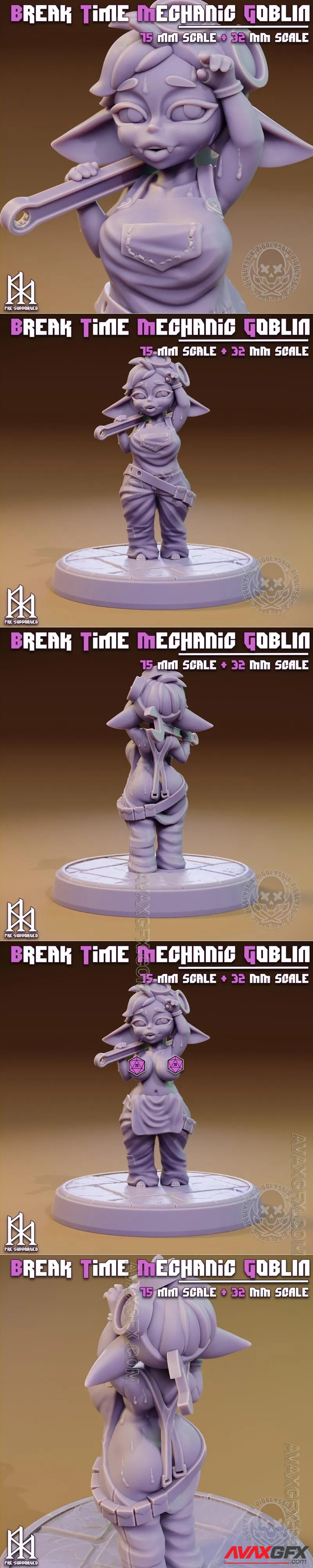 Jigglystix - Break Time Mechanic Goblin - STL 3D Model