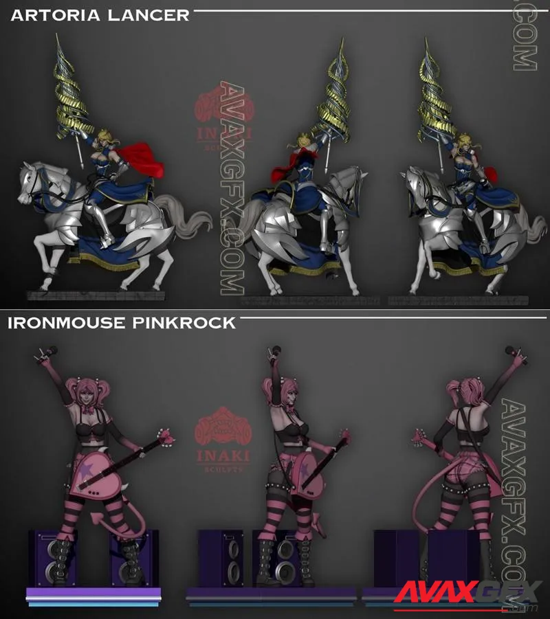 Artoria Lancer and IronMouse PinkRock - STL 3D Model