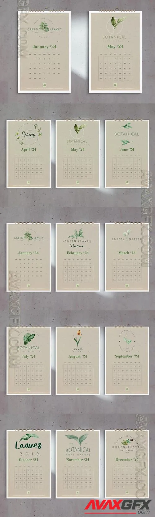 Organic Plants Wall Calendar 2024 Template 5DS2GNR